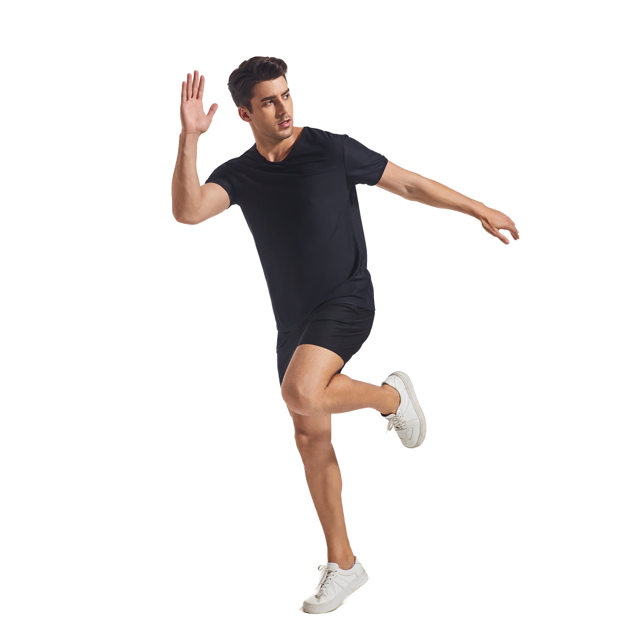 Men's Tan Through Black V-Neck T-Shirt & Shorts | UV-Permeable Fabric for Even Tanning